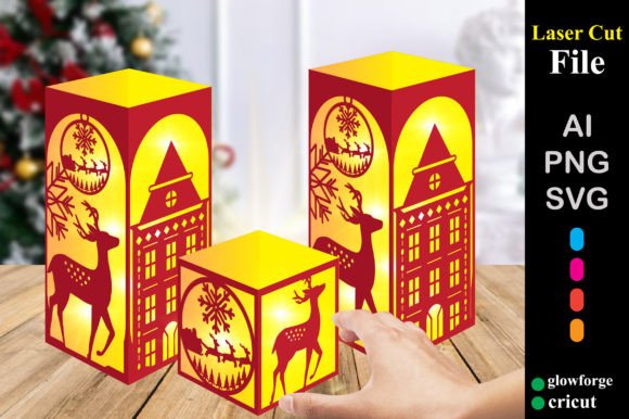 3d Merry Christmas Ornaments Lantern