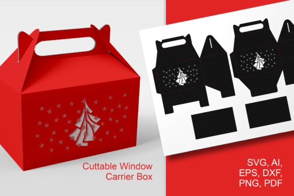 3D SVG Christmas Tree Carrier Gift Box Template