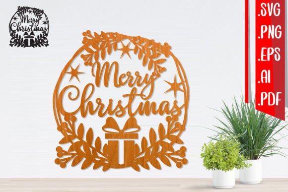 3D SVG Christmas Wreath 7