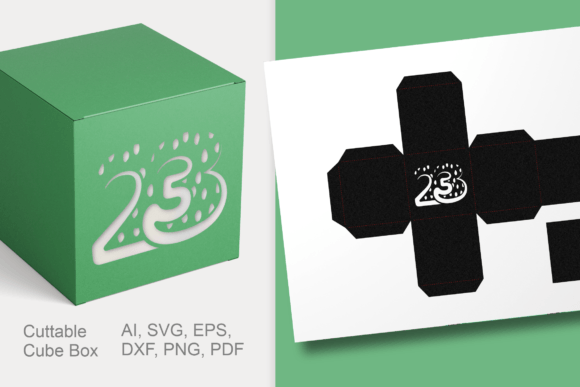 3D SVG Gift Boxes: Number 23 Cube Template