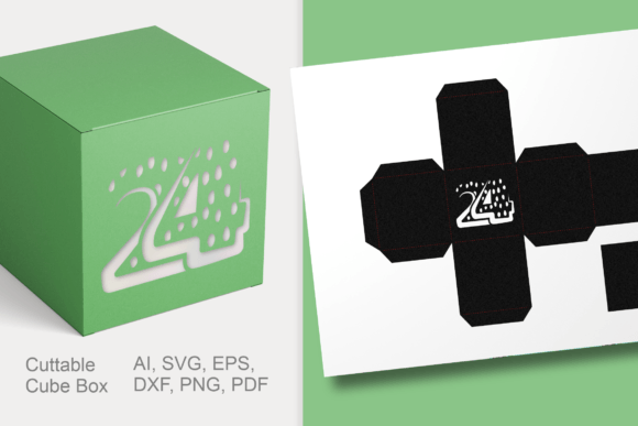 3D SVG Gift Boxes: Number 24 Cube Template