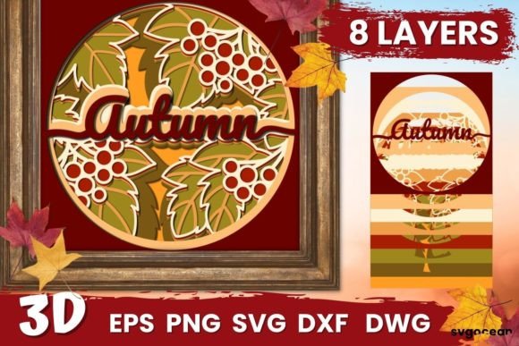 Autumn Shadow Box Svg 3D SVG
