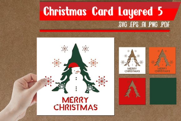 Christmas Card Layered 5 - 3D SVG