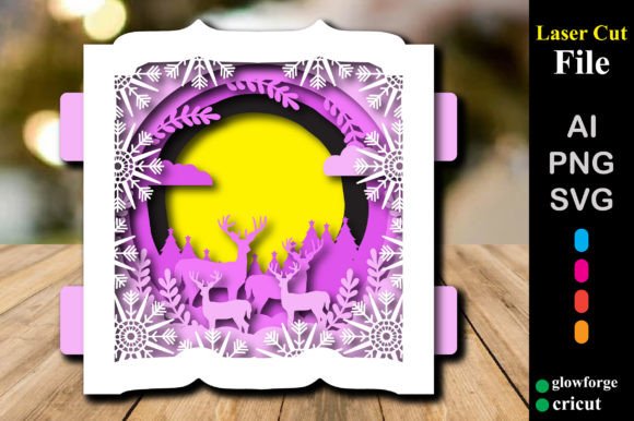 Christmas Greeting Popup Card Template 3D SVG