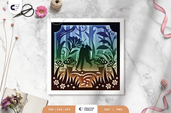 Couple in a Fairy World Shadow Box 3D SVG