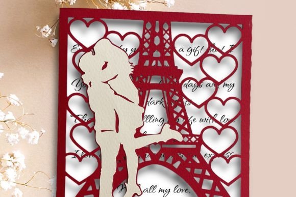 Envelope Couple Eiffel Tower 3D SVG Shapes