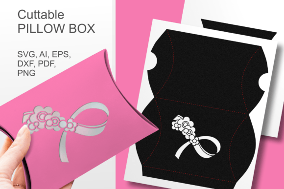 Floral Cancer Awareness Ribbon Box SVG