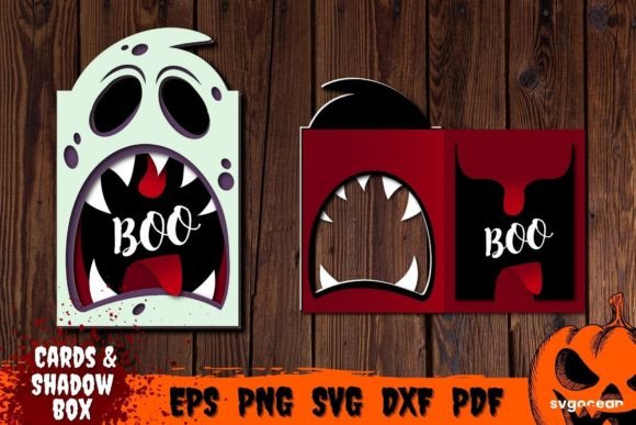 Ghost Pop Up Card Template 3D SVG