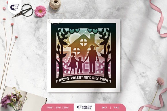 Grandpa for Valentine’s Day Shadow Box 3D SVG