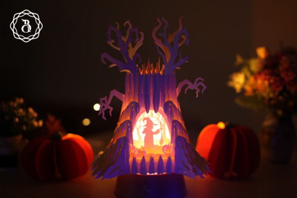 Halloween Ghost Tree with Witch Pop-up
