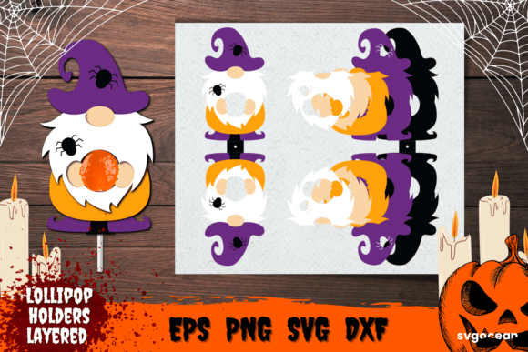 Halloween Gnome Lollipop Holder 3D SVG Shapes