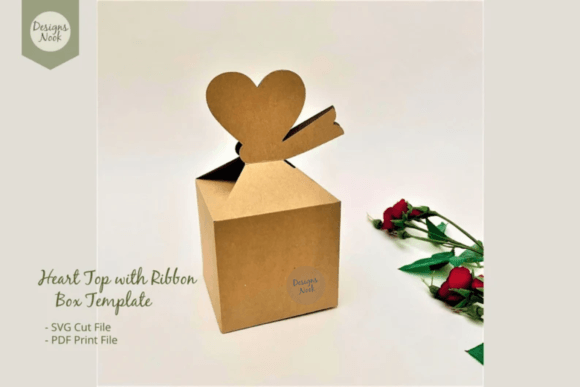 Heart Top Ribbon Box Template - Gift Box