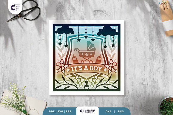 It’s a Boy Baby Shower Shadow Box 3D SVG