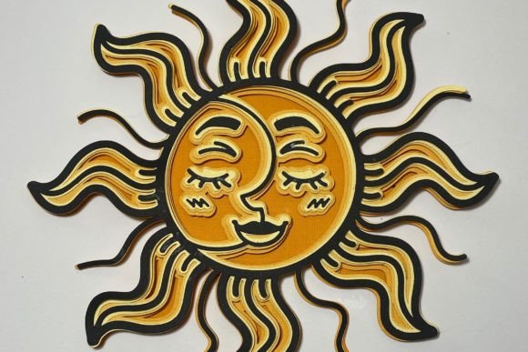 Layered Sun and Moon 3D SVG