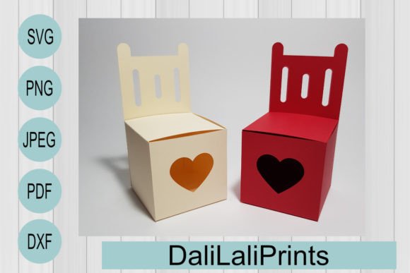 Love Chair Favor Gift Box Template 3D SVG