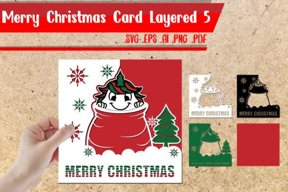 Merry Christmas Card Layered 5 Svg