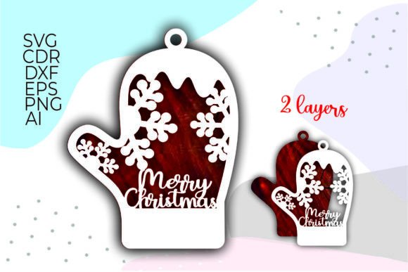 Merry Christmas Mitten Ornaments Svg