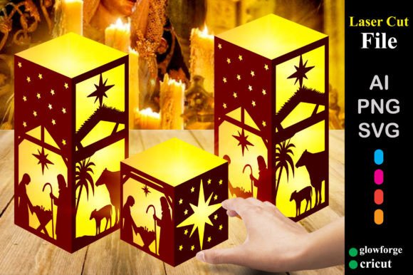 Nativity Scene Christmas Lantern SVG