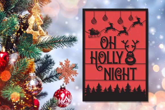 Oh Holly Night Christmas Card Svg