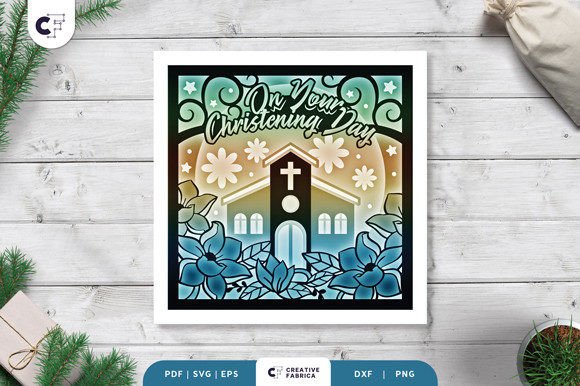 On Your Christening Day Shadow Box 3D SVG