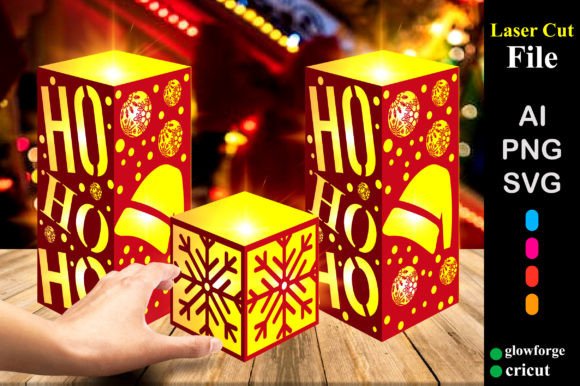Paper Cut Christmas Ho Ho Ho Lantern SVG