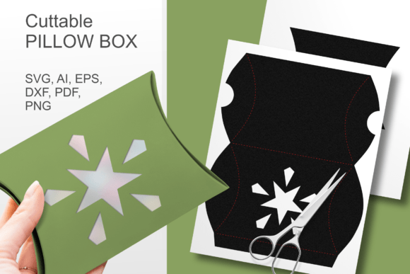 Polar Star Window Pillow Box Template 3D SVG Gift Boxes