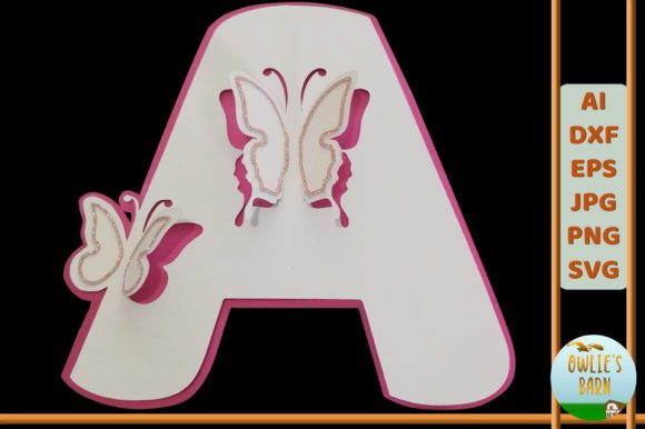 Popup Butterfly Monogram a 3D SVG Shapes