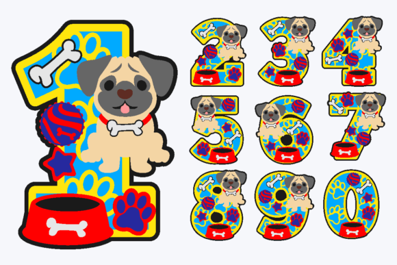 Pug Numbers 3D SVG Shapes
