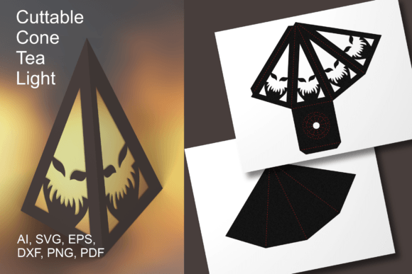 Scary Face Cone Tea Light Shade Template