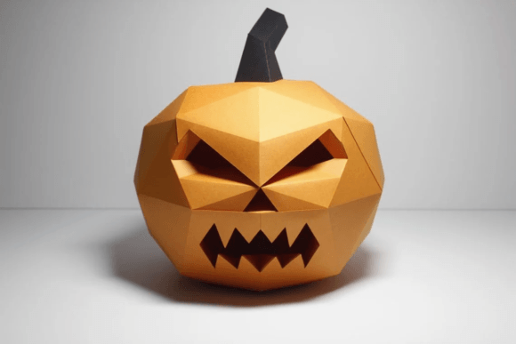 Scary Pumpkin Paper Sculpture 3D SVG