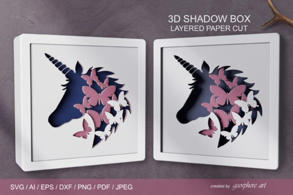 Unicorn 3D Layered Papercut SVG Files