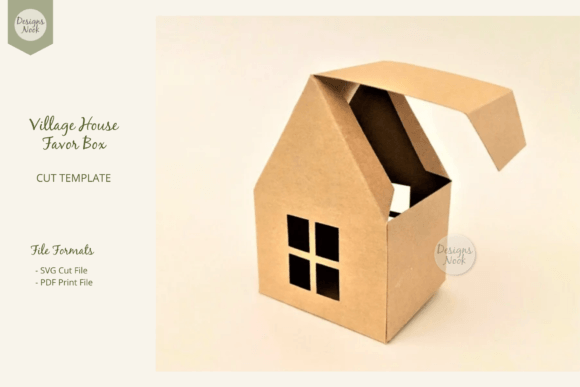 Village House Template Favor Box SVG PDF