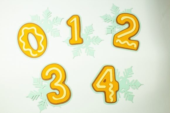 Winter Layered Numbers 0-9 3D SVG